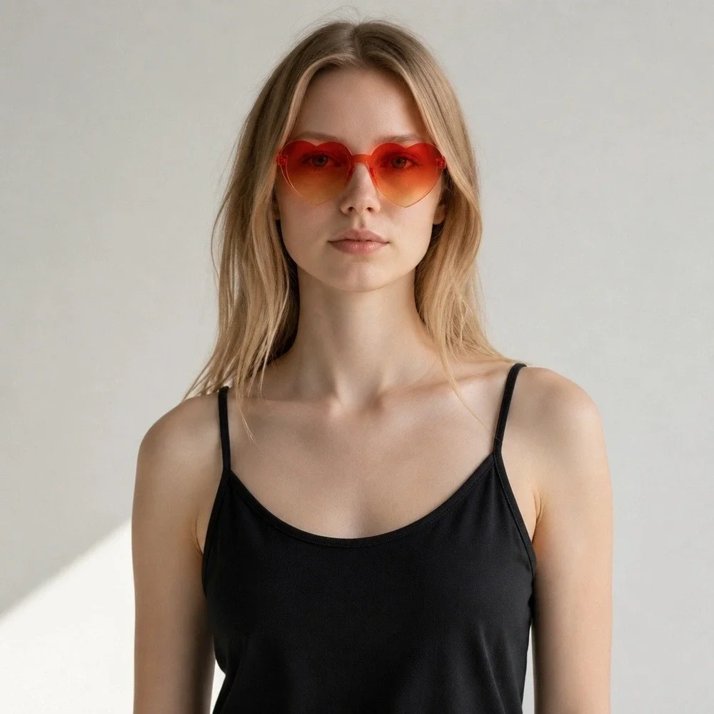 Frienda 20 Pairs Heart-Shaped Rimless Candy Color Unisex‎ Sunglasses for Party